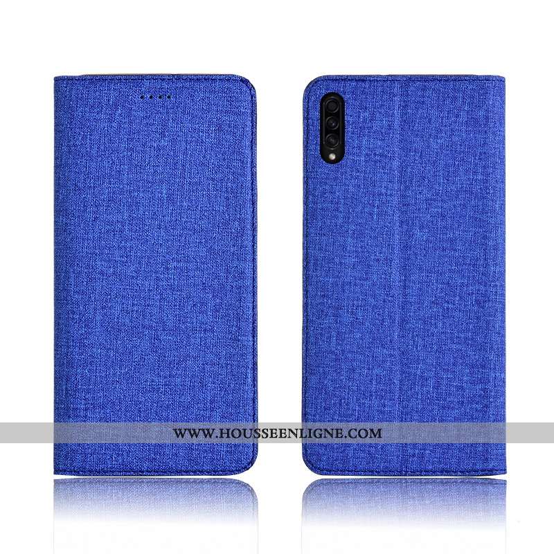 Étui Samsung Galaxy A30s Fluide Doux Silicone Housse Tout Compris Lin Incassable Protection Bleu