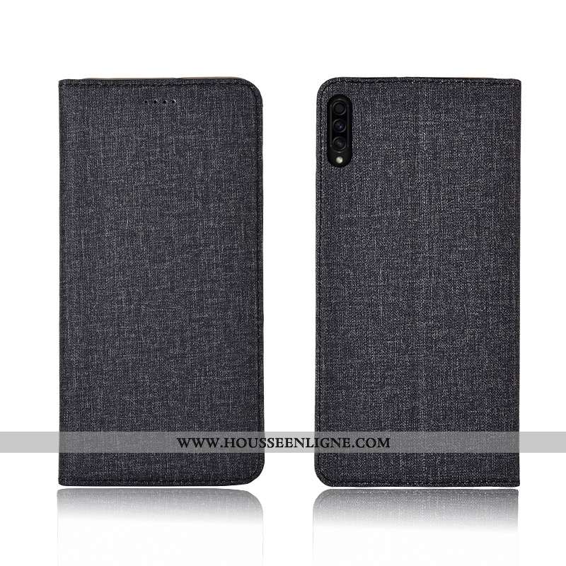 Étui Samsung Galaxy A30s Fluide Doux Silicone Housse Tout Compris Lin Incassable Protection Bleu