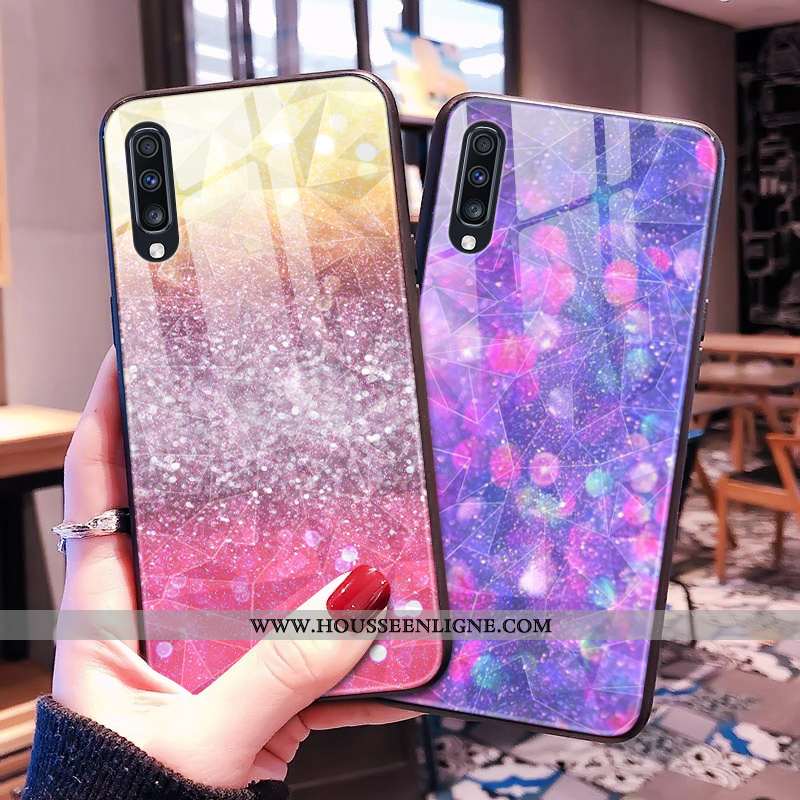 Étui Samsung Galaxy A30s Violet Losange Coque Téléphone Portable Étoile