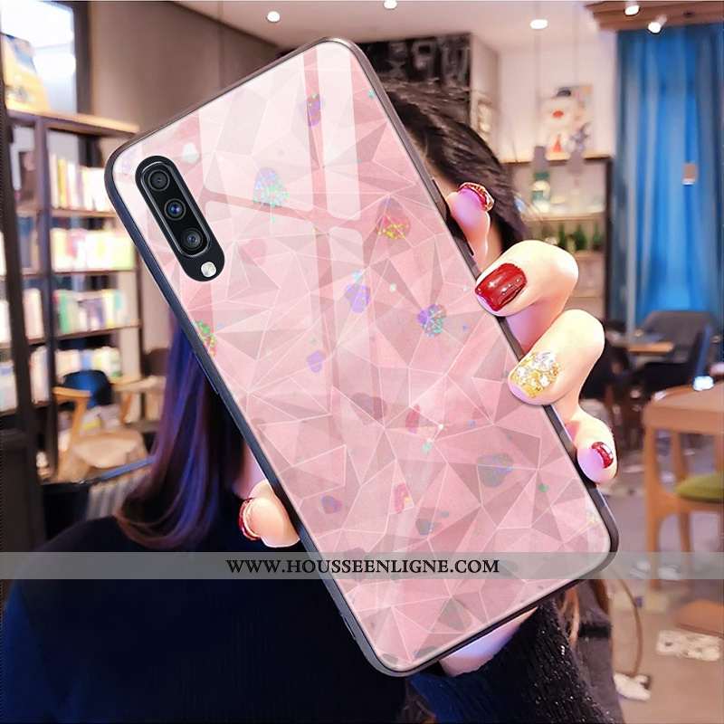 Étui Samsung Galaxy A30s Violet Losange Coque Téléphone Portable Étoile