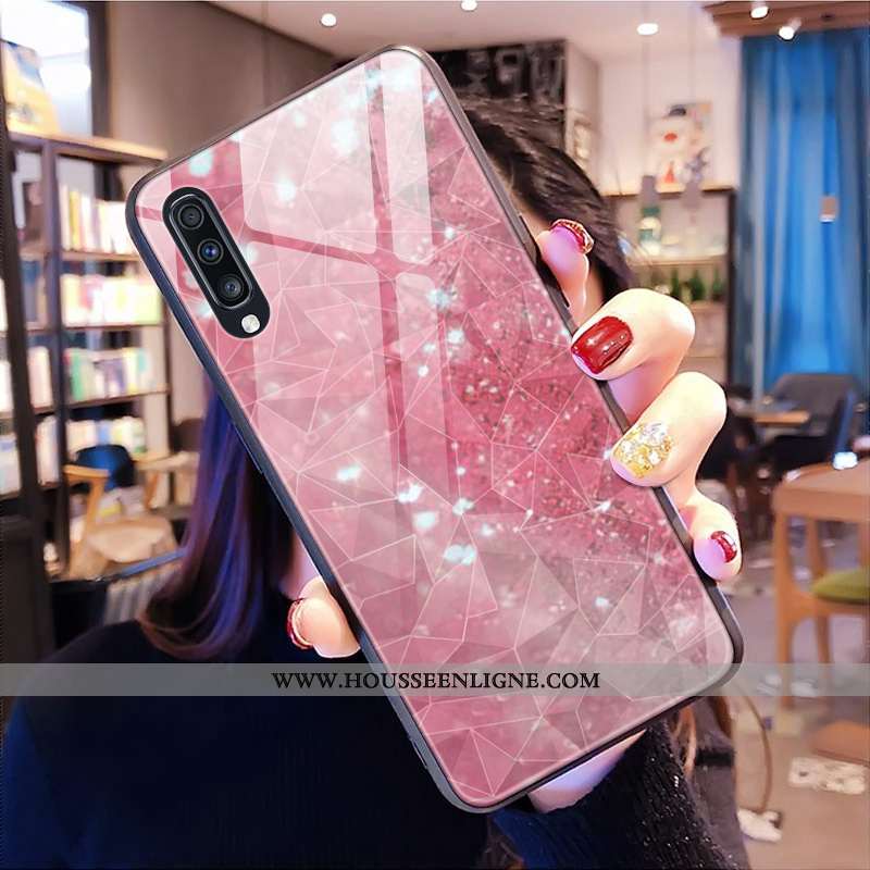 Étui Samsung Galaxy A30s Violet Losange Coque Téléphone Portable Étoile