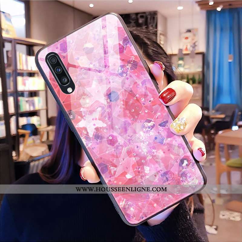 Étui Samsung Galaxy A30s Violet Losange Coque Téléphone Portable Étoile