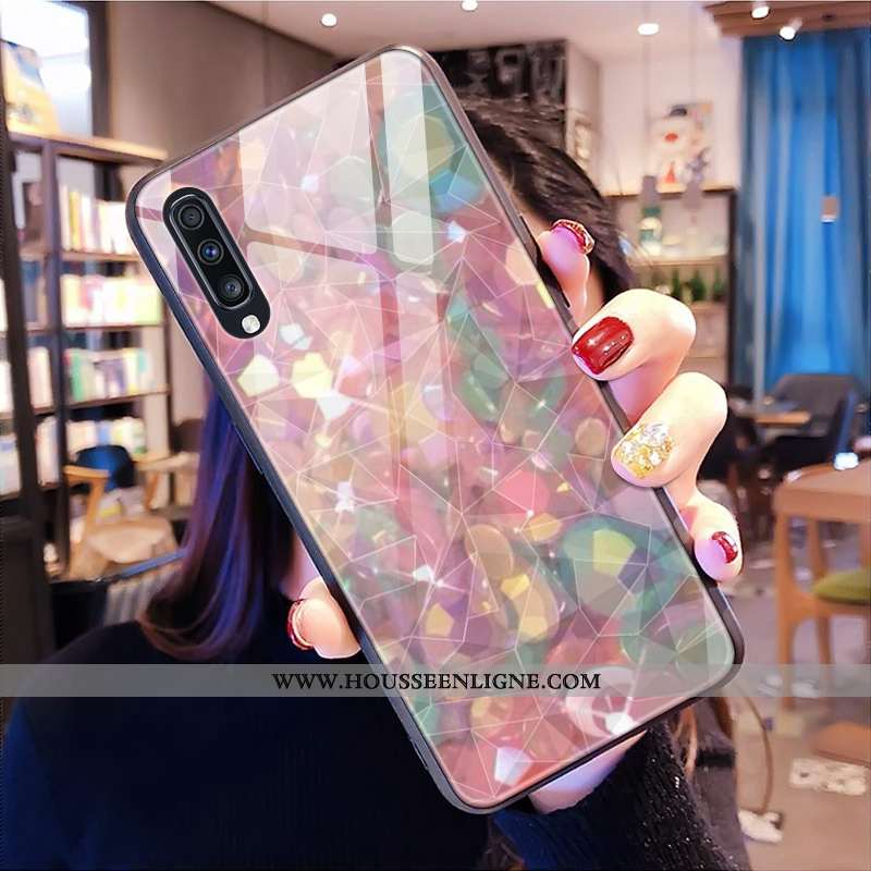 Étui Samsung Galaxy A30s Violet Losange Coque Téléphone Portable Étoile