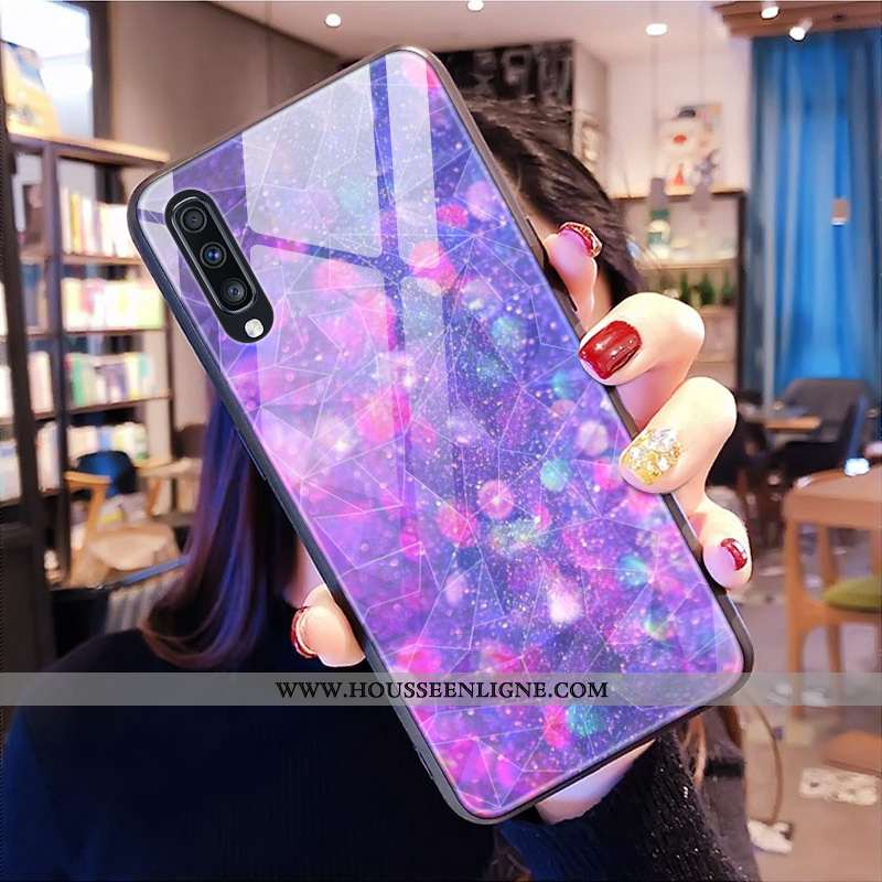 Étui Samsung Galaxy A30s Violet Losange Coque Téléphone Portable Étoile