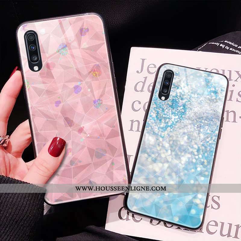 Étui Samsung Galaxy A30s Violet Losange Coque Téléphone Portable Étoile