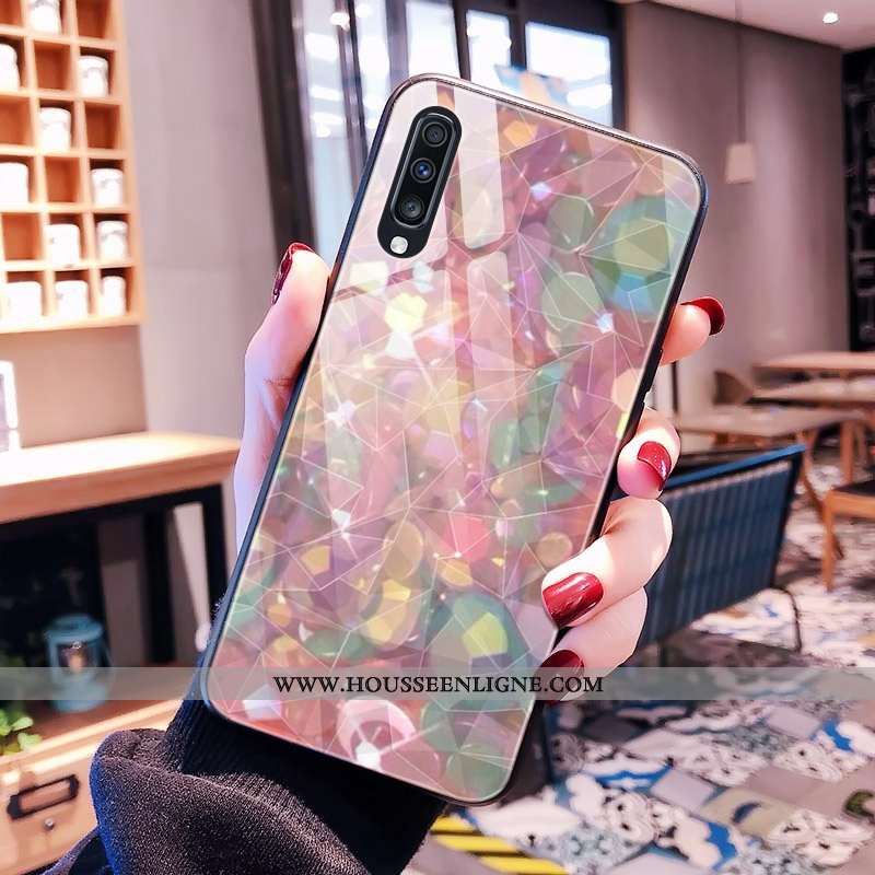 Étui Samsung Galaxy A30s Violet Losange Coque Téléphone Portable Étoile