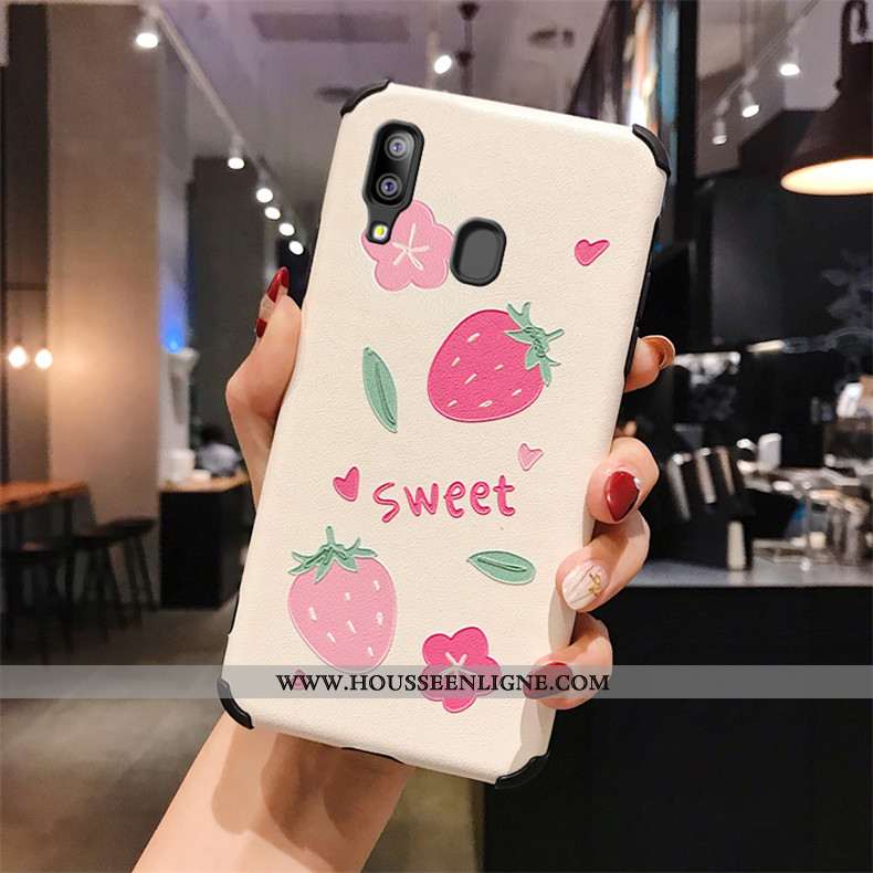 Étui Samsung Galaxy A40 Modèle Fleurie Fluide Doux Gaufrage Étoile Téléphone Portable Personnalité S