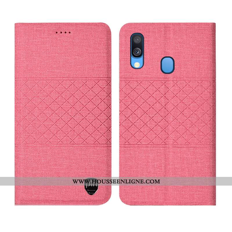 Étui Samsung Galaxy A40 Protection Cuir Coque Étoile Plaid Tout Compris Gris