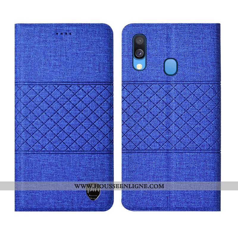 Étui Samsung Galaxy A40 Protection Cuir Coque Étoile Plaid Tout Compris Gris