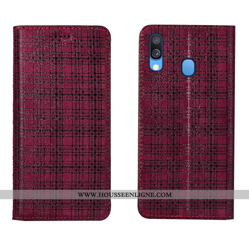 Étui Samsung Galaxy A40 Protection Cuir Véritable Étoile Vin Rouge Coque Velours Bordeaux