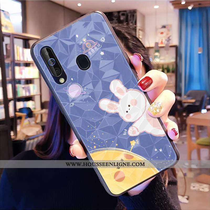 Étui Samsung Galaxy A40s Charmant Modèle Fleurie Coque Jaune Losange Téléphone Portable Incassable
