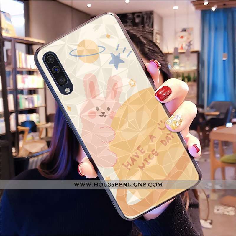 Étui Samsung Galaxy A40s Charmant Modèle Fleurie Coque Jaune Losange Téléphone Portable Incassable