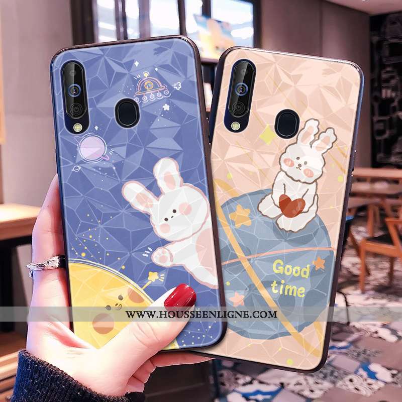 Étui Samsung Galaxy A40s Charmant Modèle Fleurie Coque Jaune Losange Téléphone Portable Incassable