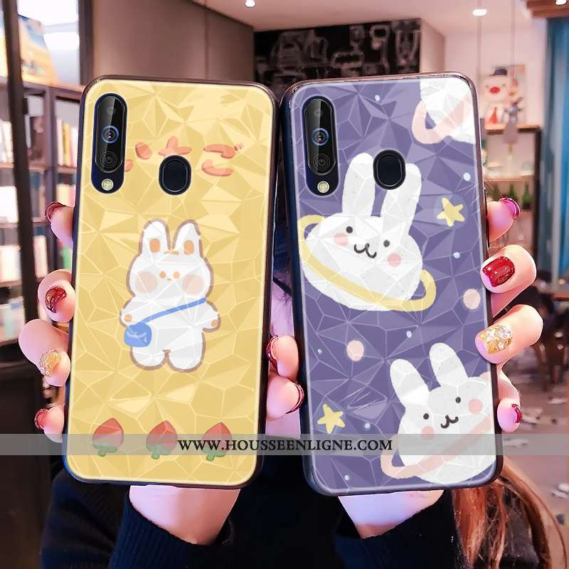 Étui Samsung Galaxy A40s Charmant Modèle Fleurie Coque Jaune Losange Téléphone Portable Incassable