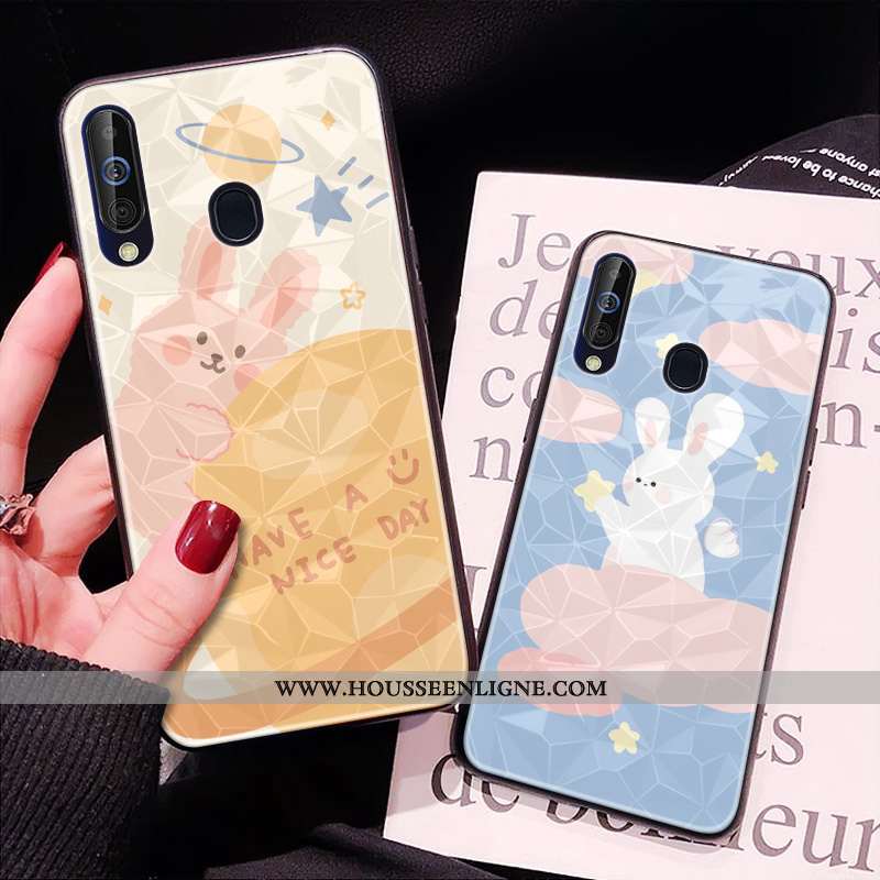 Étui Samsung Galaxy A40s Charmant Modèle Fleurie Coque Jaune Losange Téléphone Portable Incassable