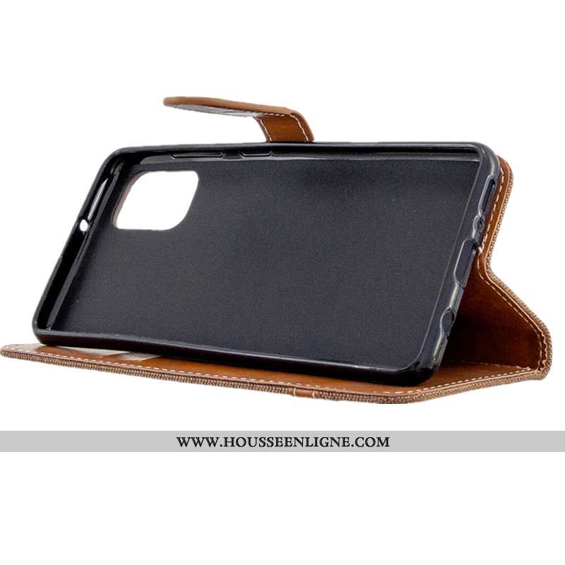 Étui Samsung Galaxy A41 Créatif Portefeuille Cuir Protection Téléphone Portable En Denim Étoile Marr