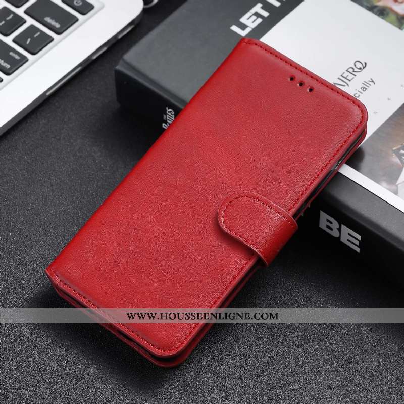 Étui Samsung Galaxy A41 Cuir Fluide Doux Coque Couleur Unie Clamshell Téléphone Portable Marron