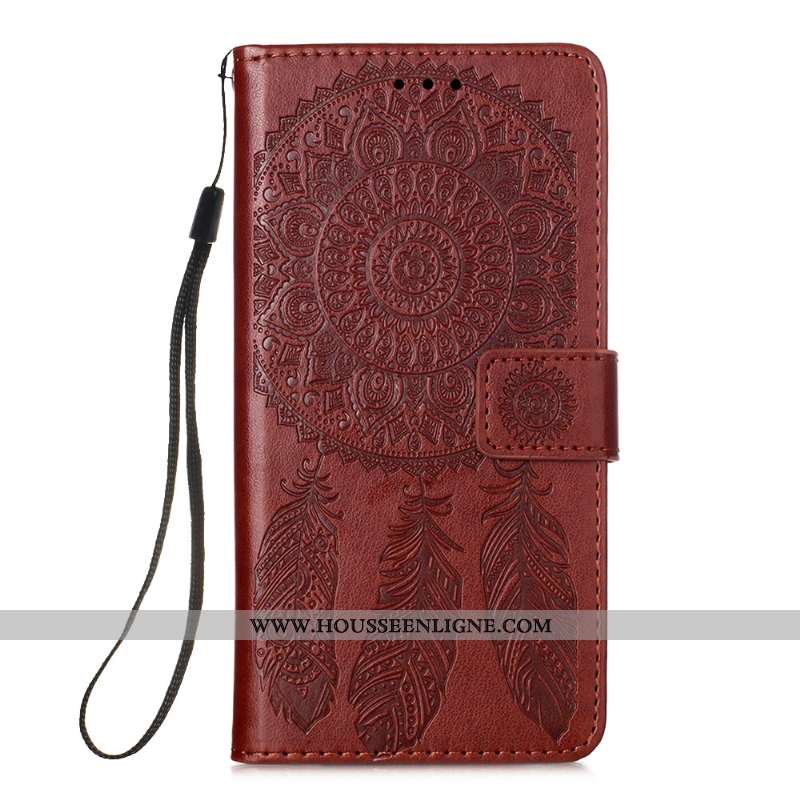 Étui Samsung Galaxy A41 Cuir Téléphone Portable Clamshell Étoile Coque Marron