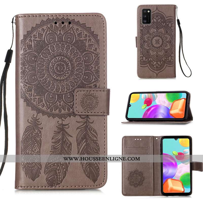 Étui Samsung Galaxy A41 Cuir Téléphone Portable Clamshell Étoile Coque Marron
