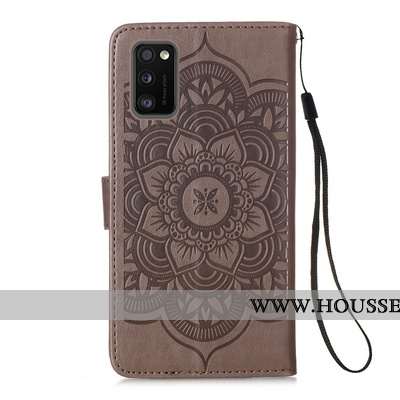 Étui Samsung Galaxy A41 Cuir Téléphone Portable Clamshell Étoile Coque Marron