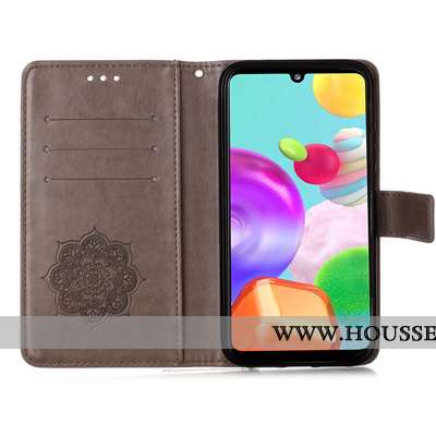 Étui Samsung Galaxy A41 Cuir Téléphone Portable Clamshell Étoile Coque Marron