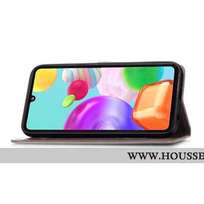 Étui Samsung Galaxy A41 Cuir Téléphone Portable Clamshell Étoile Coque Marron