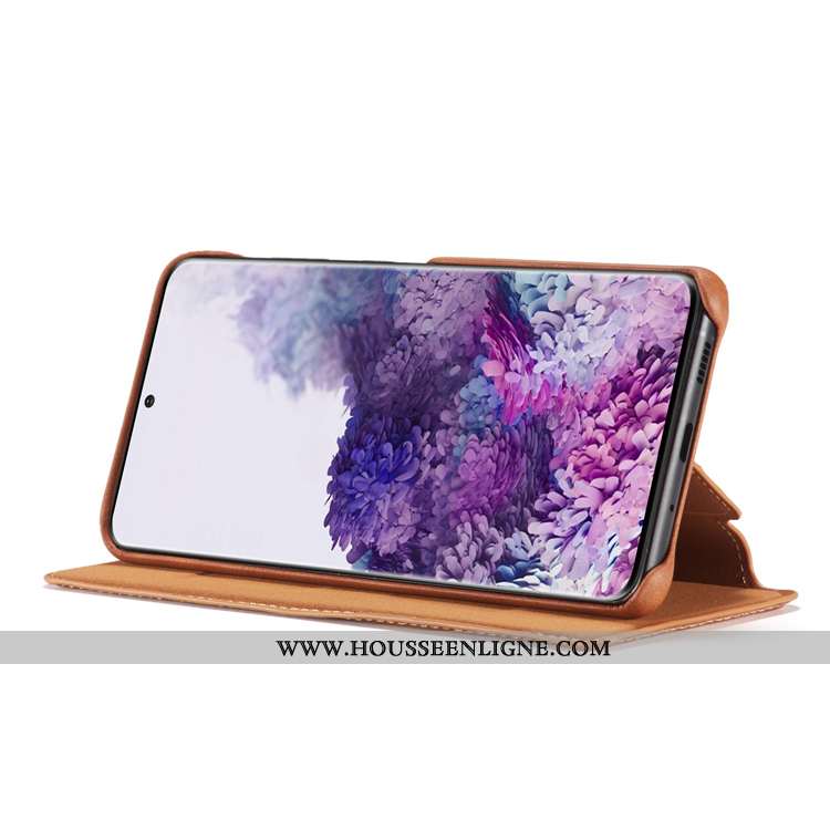 Étui Samsung Galaxy A41 Cuir Véritable Cuir Protection Magnétisme Coque Étoile Téléphone Portable Ma