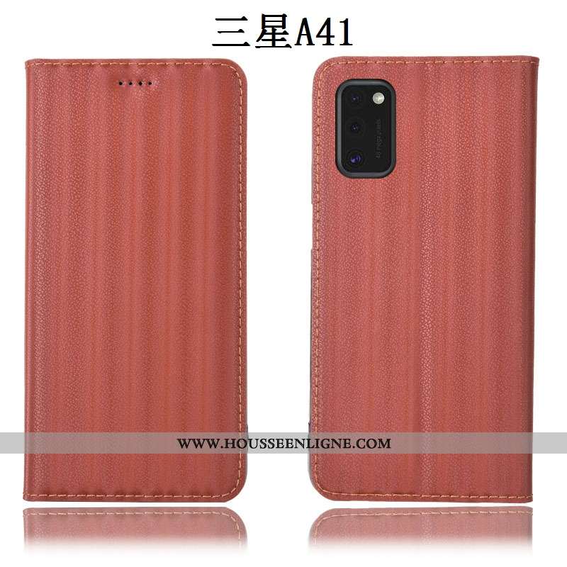 Étui Samsung Galaxy A41 Cuir Véritable Protection Dégradé Coque Tout Compris Incassable Noir