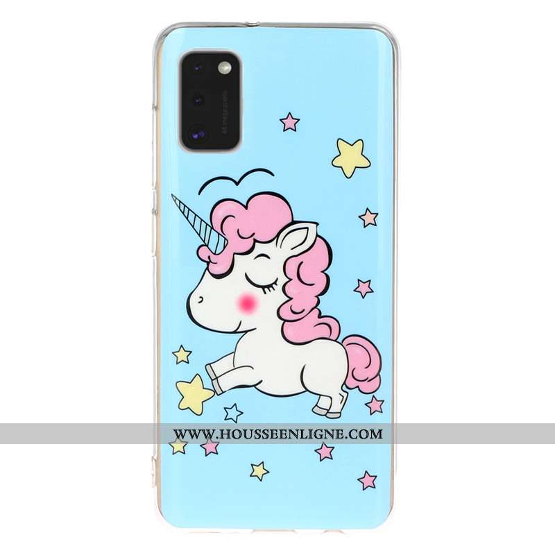 Étui Samsung Galaxy A41 Dessin Animé Bleu Incassable Téléphone Portable Lumineuses Tout Compris