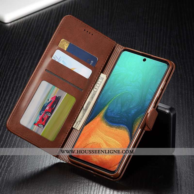 Étui Samsung Galaxy A41 Protection Cuir Fluide Doux Coque Tout Compris Téléphone Portable Marron