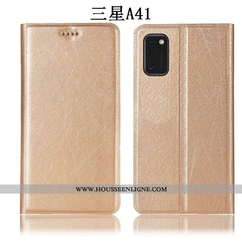 Étui Samsung Galaxy A41 Protection Cuir Housse Étoile Soie Tout Compris Téléphone Portable Doré