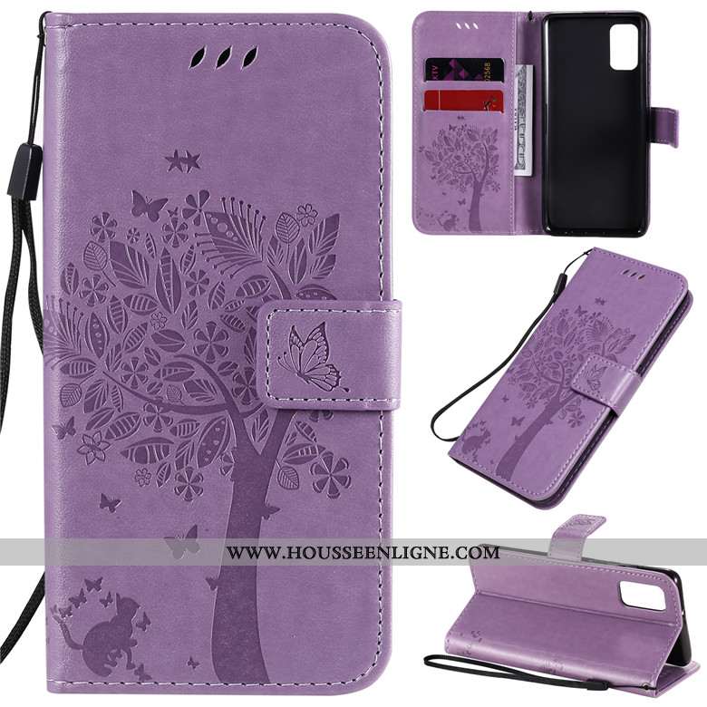 Étui Samsung Galaxy A41 Protection Cuir Téléphone Portable Violet Tout Compris Silicone Housse