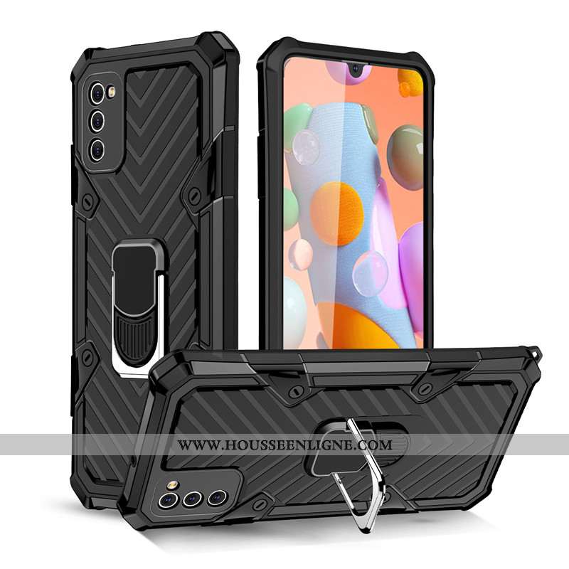 Étui Samsung Galaxy A41 Protection Noir Anneau Magnétisme Tout Compris À Bord