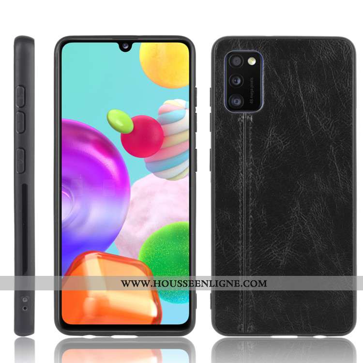 Étui Samsung Galaxy A41 Tendance Cuir Incassable Noir Protection Difficile