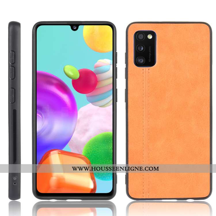 Étui Samsung Galaxy A41 Tendance Cuir Incassable Noir Protection Difficile