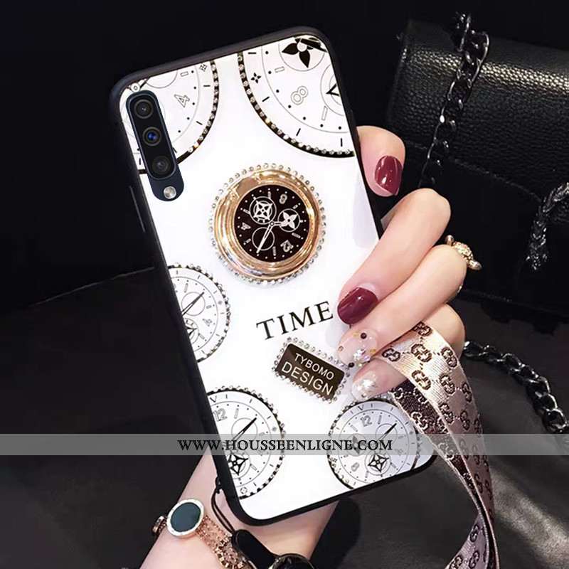 Étui Samsung Galaxy A50 Fluide Doux Luxe Créatif Personnalité Téléphone Portable Étoile Coque Blanch