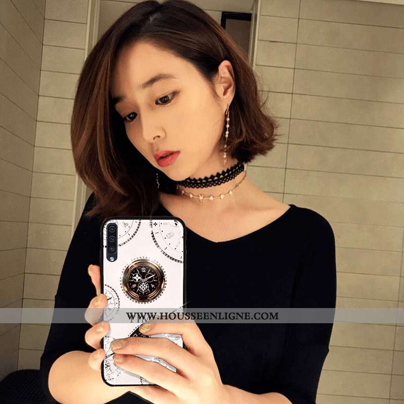 Étui Samsung Galaxy A50 Fluide Doux Luxe Créatif Personnalité Téléphone Portable Étoile Coque Blanch