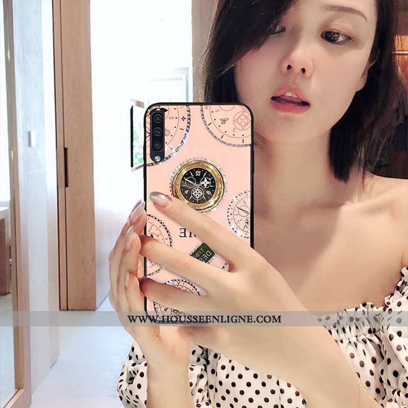 Étui Samsung Galaxy A50 Fluide Doux Luxe Créatif Personnalité Téléphone Portable Étoile Coque Blanch