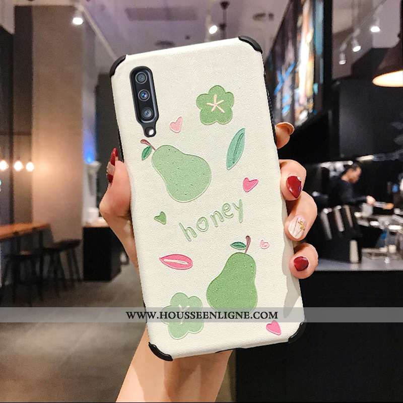 Étui Samsung Galaxy A50 Gaufrage Tendance Silicone Rose Coque Fluide Doux Étoile