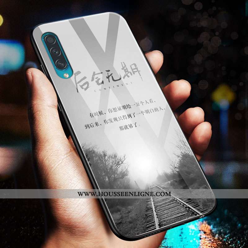 Étui Samsung Galaxy A50s Fluide Doux Silicone Tendance Net Rouge Téléphone Portable Étoile Miroir Bl