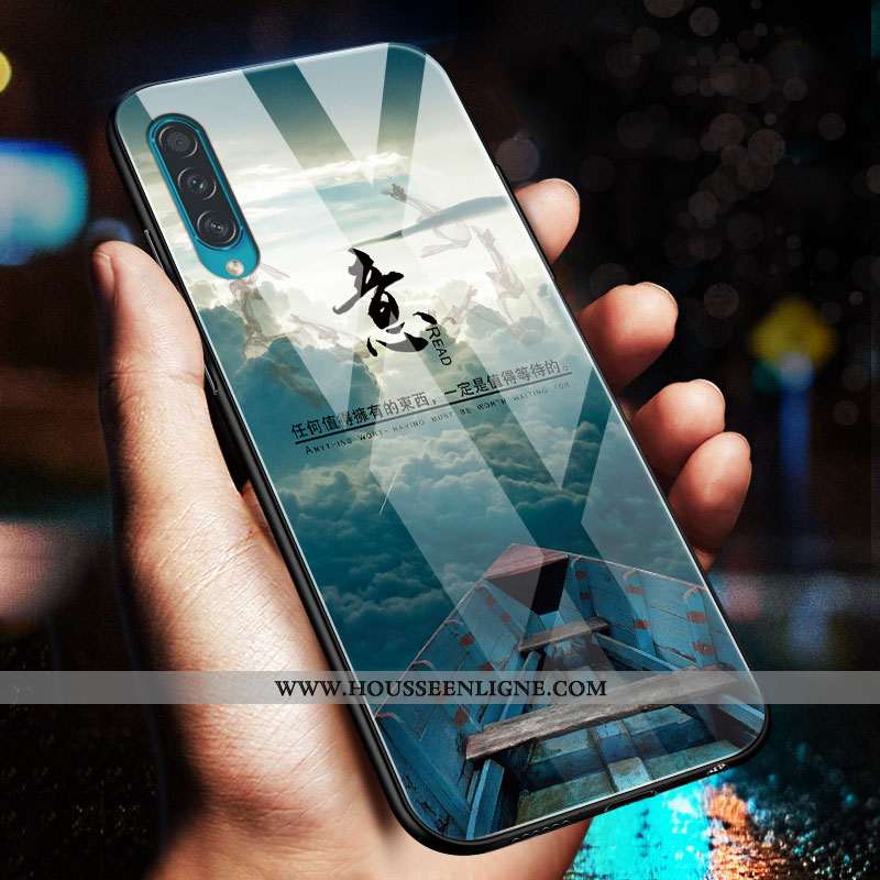 Étui Samsung Galaxy A50s Fluide Doux Silicone Tendance Net Rouge Téléphone Portable Étoile Miroir Bl