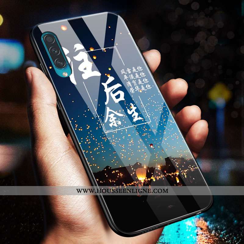 Étui Samsung Galaxy A50s Fluide Doux Silicone Tendance Net Rouge Téléphone Portable Étoile Miroir Bl