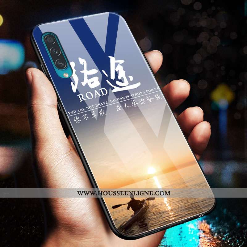 Étui Samsung Galaxy A50s Fluide Doux Silicone Tendance Net Rouge Téléphone Portable Étoile Miroir Bl