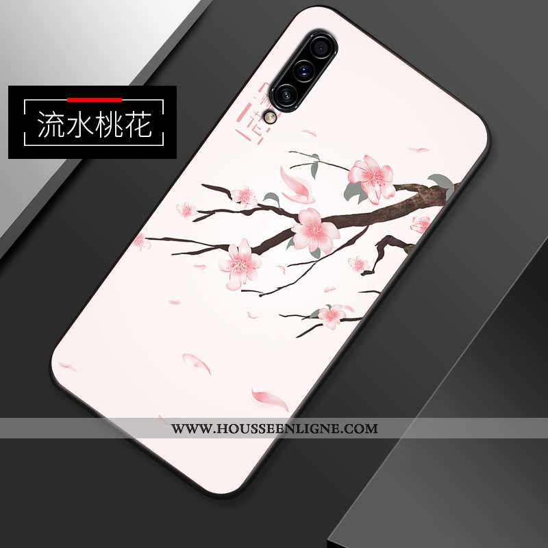 Étui Samsung Galaxy A50s Silicone Protection Fluide Doux Vintage Étoile Coque Ultra Rose