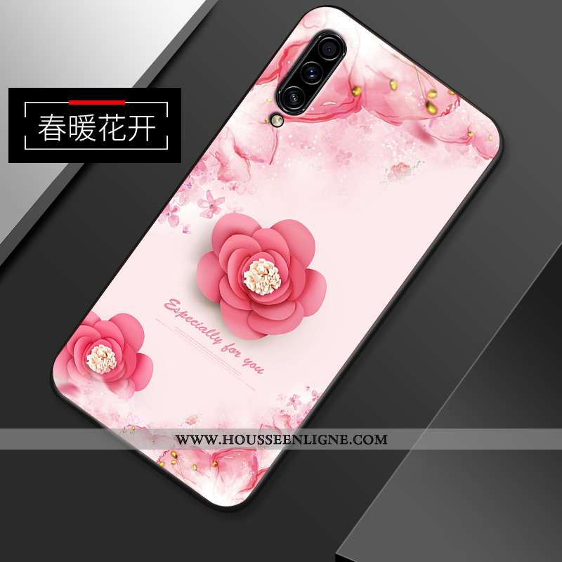 Étui Samsung Galaxy A50s Silicone Protection Fluide Doux Vintage Étoile Coque Ultra Rose