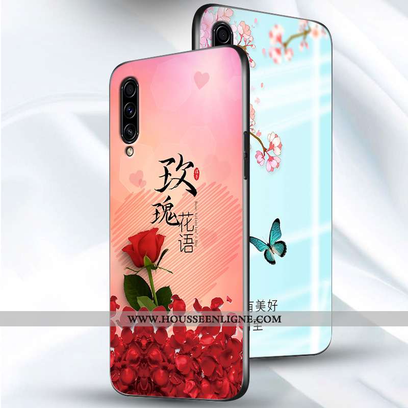 Étui Samsung Galaxy A50s Silicone Protection Fluide Doux Vintage Étoile Coque Ultra Rose