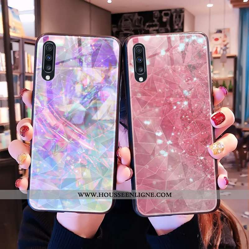 Étui Samsung Galaxy A50s Téléphone Portable Losange Rose Étoile Coque