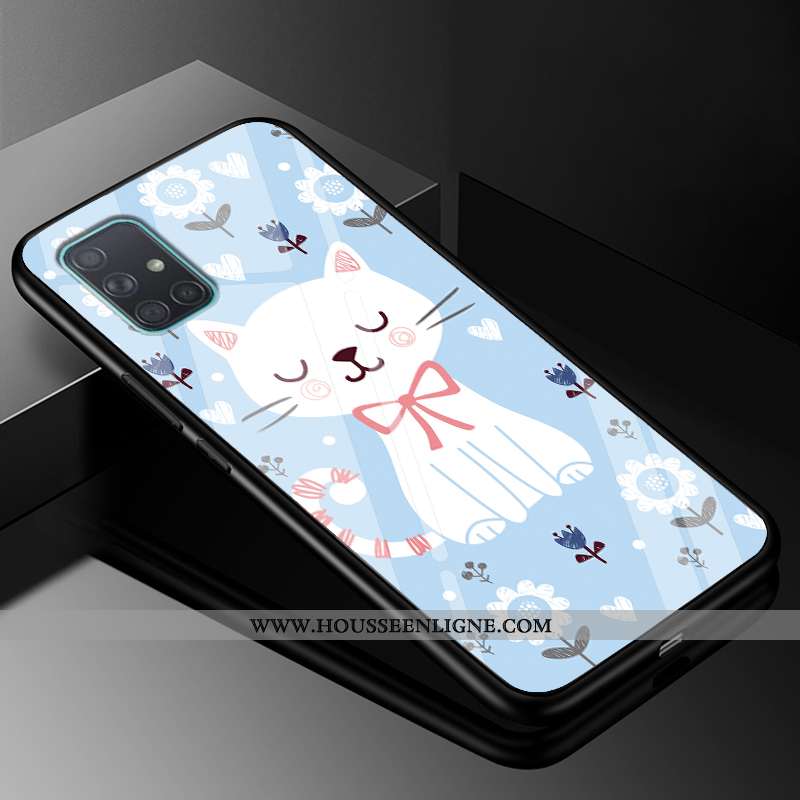Étui Samsung Galaxy A51 Dessin Animé Silicone Difficile Tout Compris Bleu Personnalité