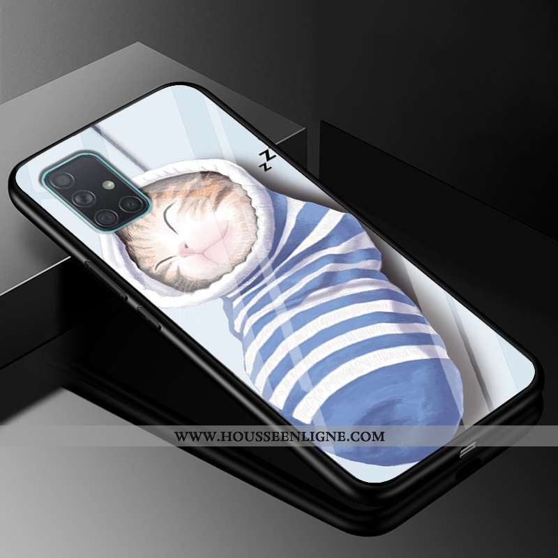 Étui Samsung Galaxy A51 Dessin Animé Silicone Difficile Tout Compris Bleu Personnalité