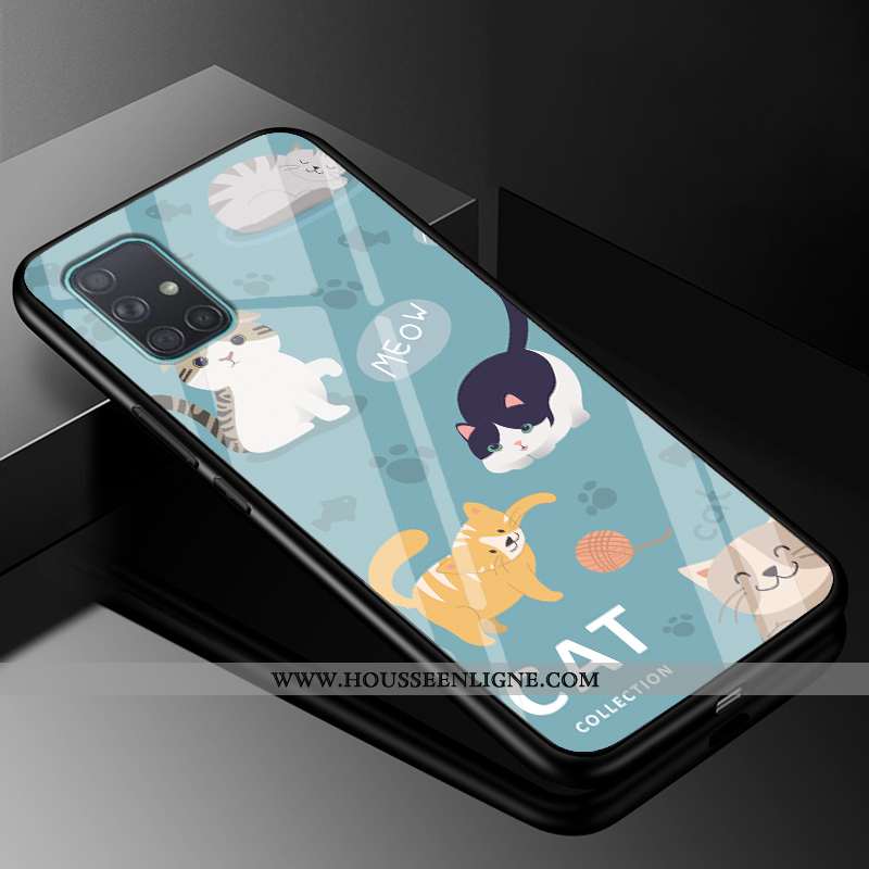 Étui Samsung Galaxy A51 Dessin Animé Silicone Difficile Tout Compris Bleu Personnalité
